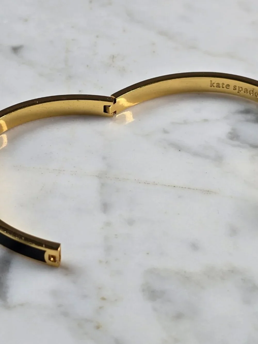 Womens Estate Hear You Kate Spade Gold Tone Enamel Bangle Bracelet E4199